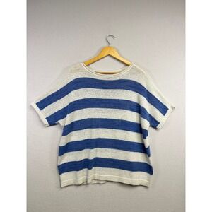 CHAPS‎ Women's Striped Knit Pullover Sweater Top XL Boat Neck Short Sleeve